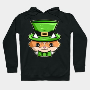 Kawaii Kat With Green Hat And Bow For St. Patricks Day Hoodie